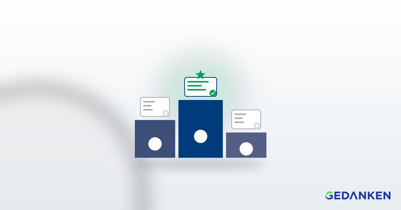 Pódio comparando três plataformas de diligência de contrapartes, com a opção em destaque aprovada por selo verde e estrela, ilustrando a escolha da melhor solução de TPRM